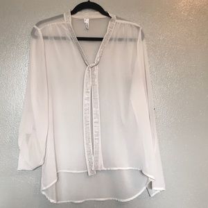 Cream Blouse with Crystal Detail
